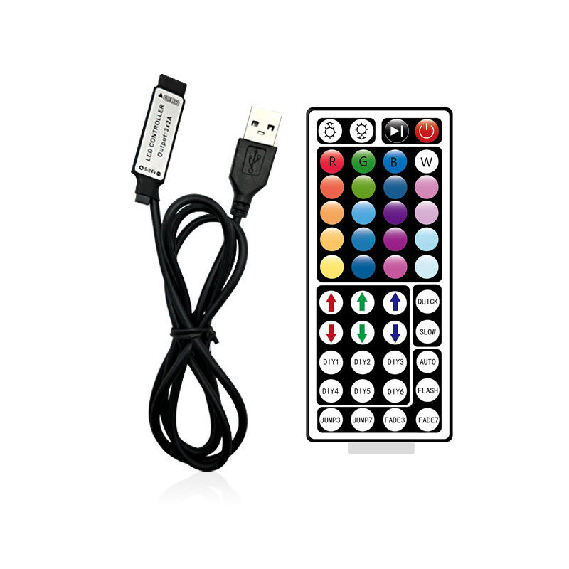 Télécommande infrarouge à 44 touches alimentée par USB 5V pour bande lumineuse LED RVB
